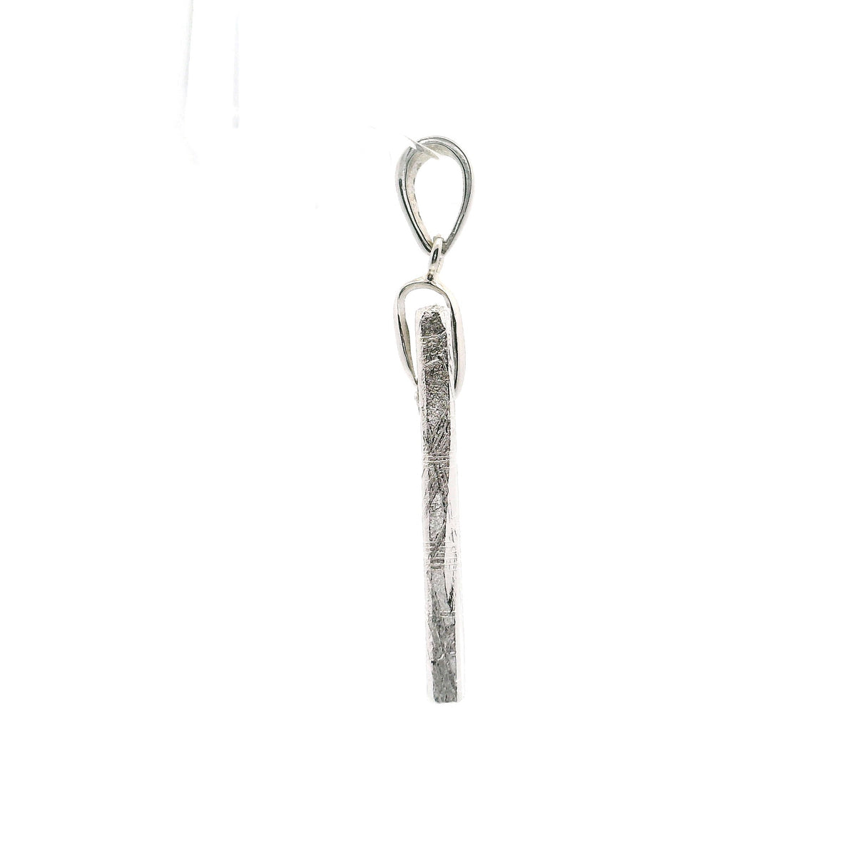 Muonionalusta Meteorite Pendant - Rhodium Plated with Pave CZs in Pinch Bail
