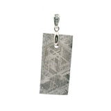 Muonionalusta Meteorite Pendant -Rhodium Plated with Pave Cz in Pinch Bail