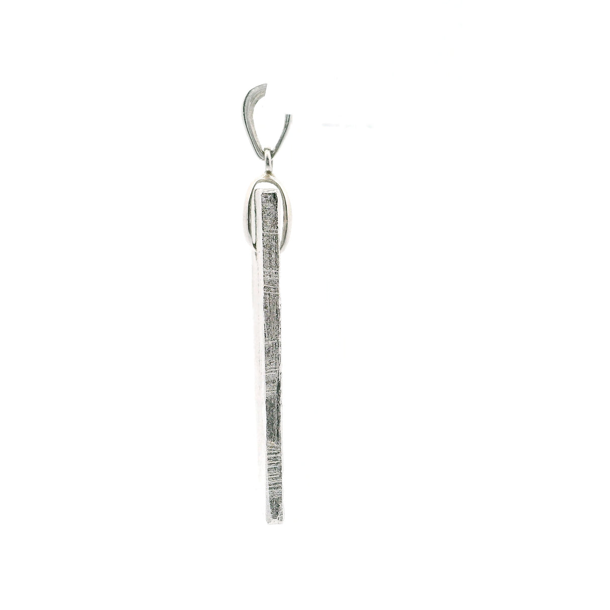 Muonionalusta Meteorite Pendant -Rhodium Plated with Pave Cz in Pinch Bail