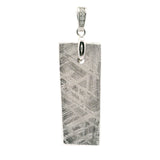 Muonionalusta Meteorite Pendant -Rhodium Plated with Pave Cz in Pinch Bail
