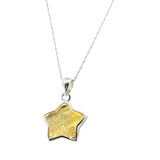 Munionalusta Meteorite Star Pendant with Gold Vermeil and Sapphire Crystal Cabochon 2-Sided with Accompanying 16" Rope Chain