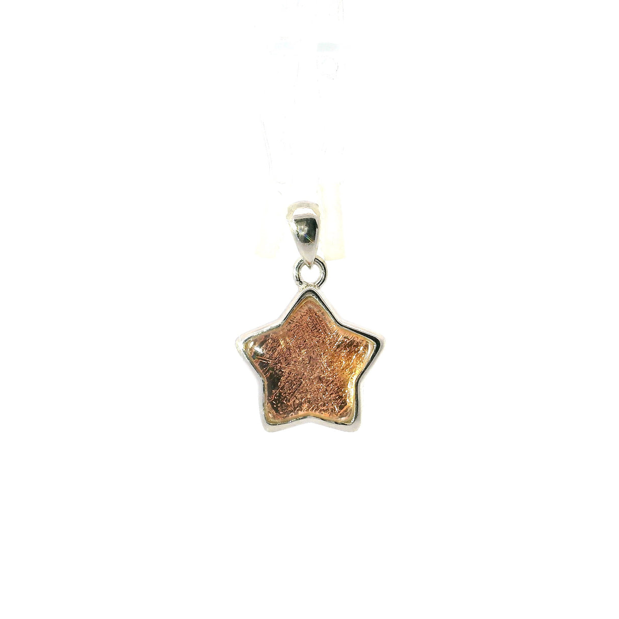 Munionalusta Meteorite Star Pendant with Copper Vermeil and Sapphire Crystal Cabochon 2-Sided with Accompanying 16" Rope Chain