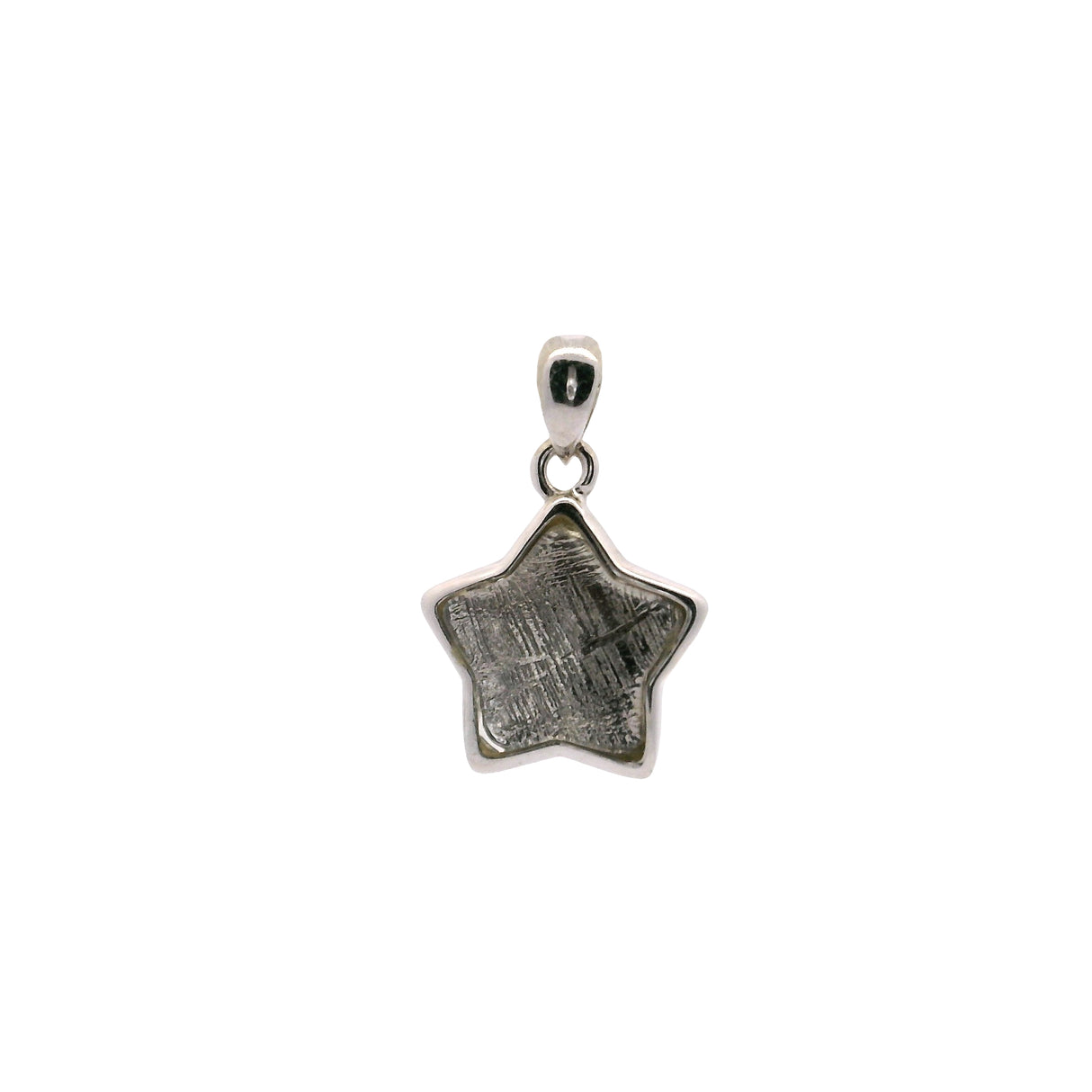 Munionalusta Meteorite Star Pendant with White Gold Vermeil and Sapphire Crystal Cabochon 2-Sided with Accompanying 16" Rope Chain