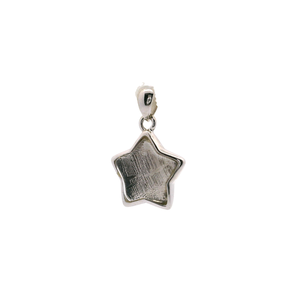 Munionalusta Meteorite Star Pendant with White Gold Vermeil and Sapphire Crystal Cabochon 2-Sided with Accompanying 16" Rope Chain