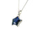 Muonionalusta meteorite star pendant with deep blue sapphire cabochon on a silver rope chain