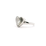 Munionalusta Meteorite Heart Ring with Rhodium Vermiel and Sapphire Crystal Cabochon