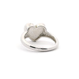Munionalusta Meteorite Heart Ring with Rhodium Vermiel and Sapphire Crystal Cabochon