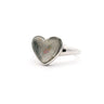 Munionalusta Meteorite Heart Ring with Rhodium Vermiel and Sapphire Crystal Cabochon
