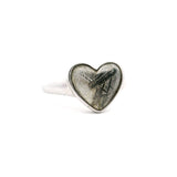 Munionalusta Meteorite Heart Ring with Rhodium Vermiel and Sapphire Crystal Cabochon