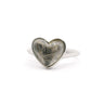 Munionalusta Meteorite Heart Ring with Rhodium Vermiel and Sapphire Crystal Cabochon