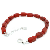 Bracelet corail rouge 5x8mm, perles en pierres naturelles avec fermoir en argent sterling