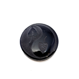 Obsidian Symbol Cabochon - Yin Yang with Leaves - Sacred Geometry