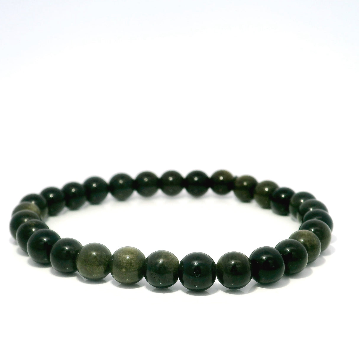 Gold Sheen Obsidian Beaded Bracelet - 6-6.5 mm Round