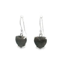Prong Set Sheen Obsidian Cabochon Dangle Earrings on Frech Wires