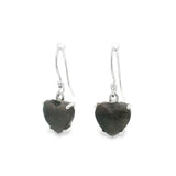 Prong Set Sheen Obsidian Cabochon Dangle Earrings on Frech Wires