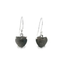 Prong Set Sheen Obsidian Cabochon Dangle Earrings on Frech Wires