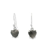 Prong Set Sheen Obsidian Cabochon Dangle Earrings on Frech Wires