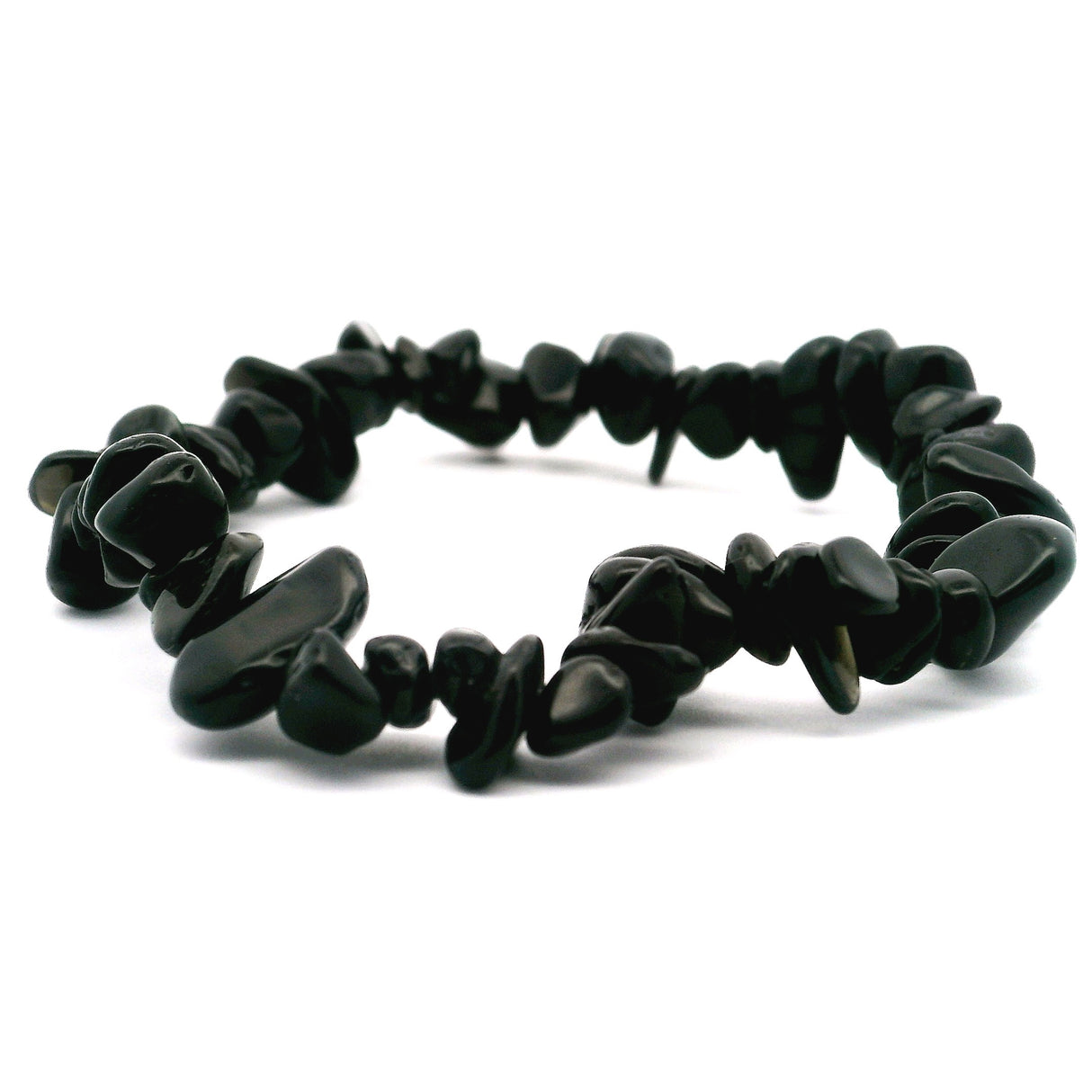 Black Obsidian Chip Beaded Bracelet