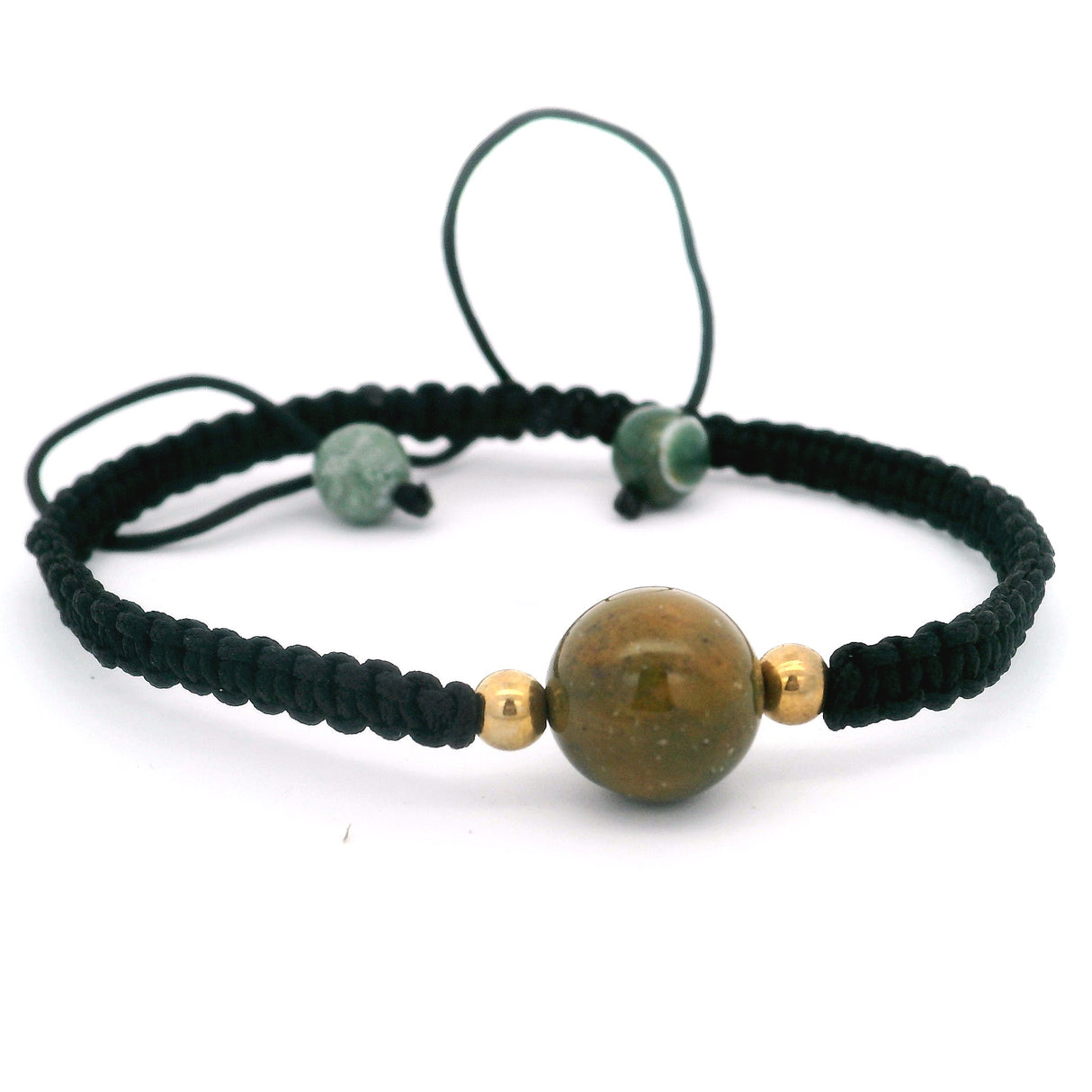10mm Round Bead on Woven Adjustable Bracelet