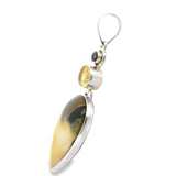 Septarian Pendant Large Reverse Drop Hinged With Smoky Quartz & Citrine