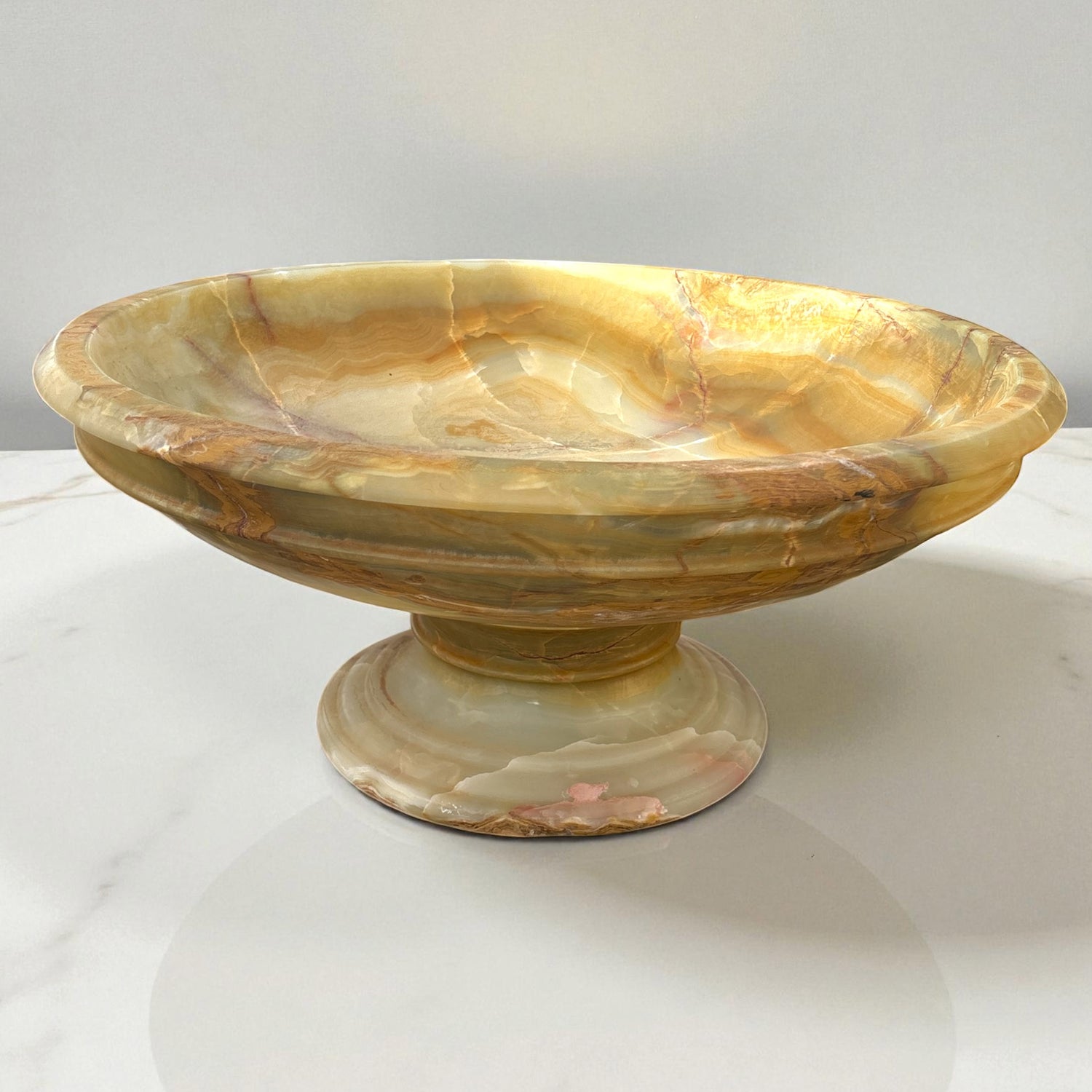 Green Talan Onyx Dish with Pedestal