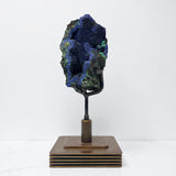 A++ Azurite Malachite Specimen On Custom Rotating Stand - Layered Square Round Design
