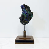 A++ Azurite Malachite Specimen On Custom Rotating Stand - Layered Square Round Design