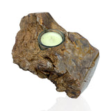 Madagascar Petrified Wood Log Candle Holder - Single Glass Tealight
