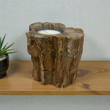 Madagascar Petrified Wood Stump Candle Holder - Single Glass Tealight