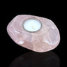 Rose Quartz Freeform Candle Holder - Single Glass Tealight - Small