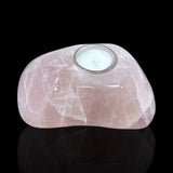 Rose Quartz Freeform Candle Holder - Single Glass Tealight