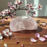 Rose Quartz Freeform Candle Holder - Single Glass Tealight