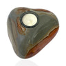 Polychrome Jasper Freeform Candle Holder - Single Glass Tealight - Low