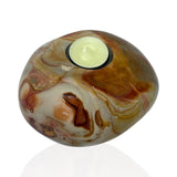 Polychrome Jasper Freeform Candle Holder - Single Glass Tealight - Low