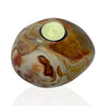 Polychrome Jasper Freeform Candle Holder - Single Glass Tealight - Low