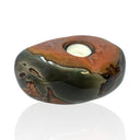 Polychrome Jasper Freeform Candle Holder - Single Glass Tealight - Low