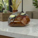 Polychrome Jasper Freeform Candle Holder - Double Glass Tealights