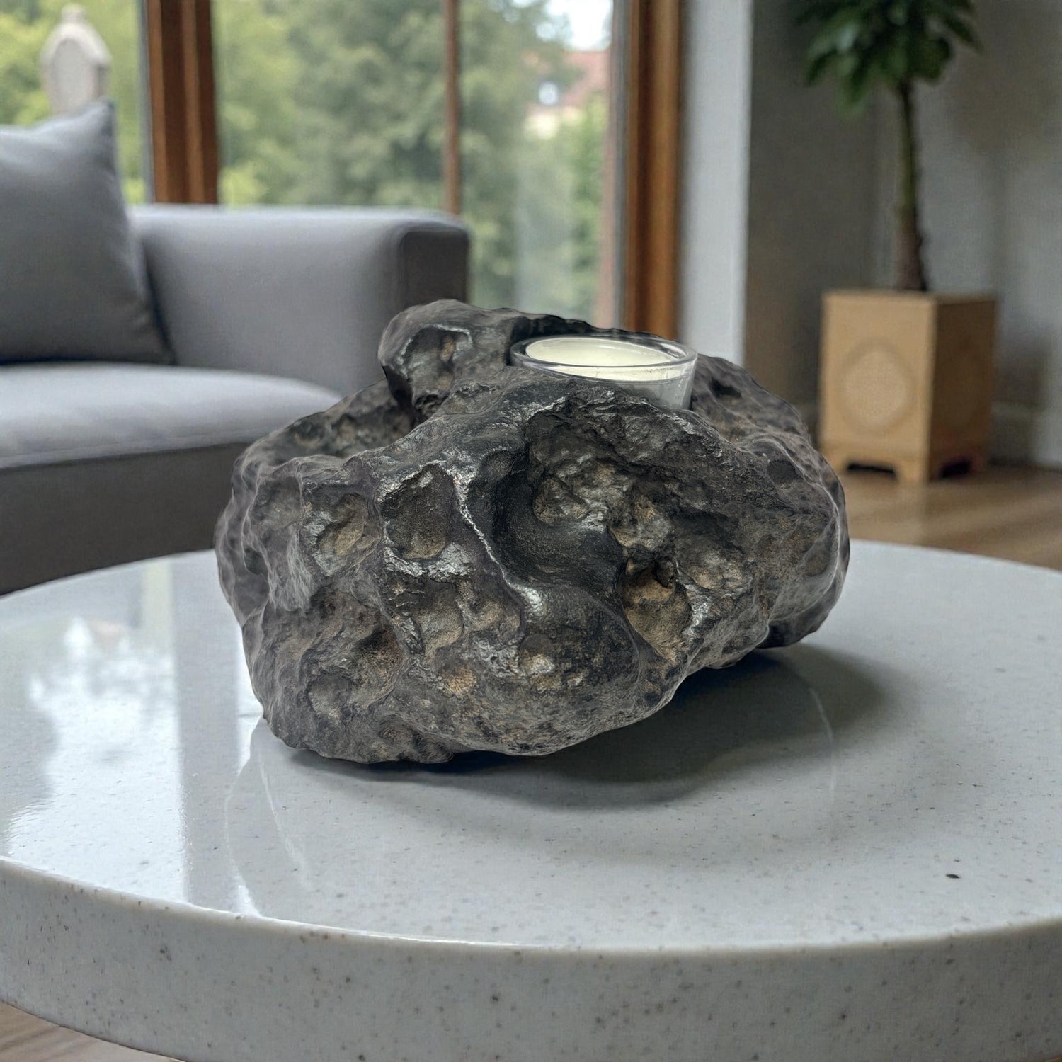 Basalt Freeform Candle Holder - Single Glass Tealight