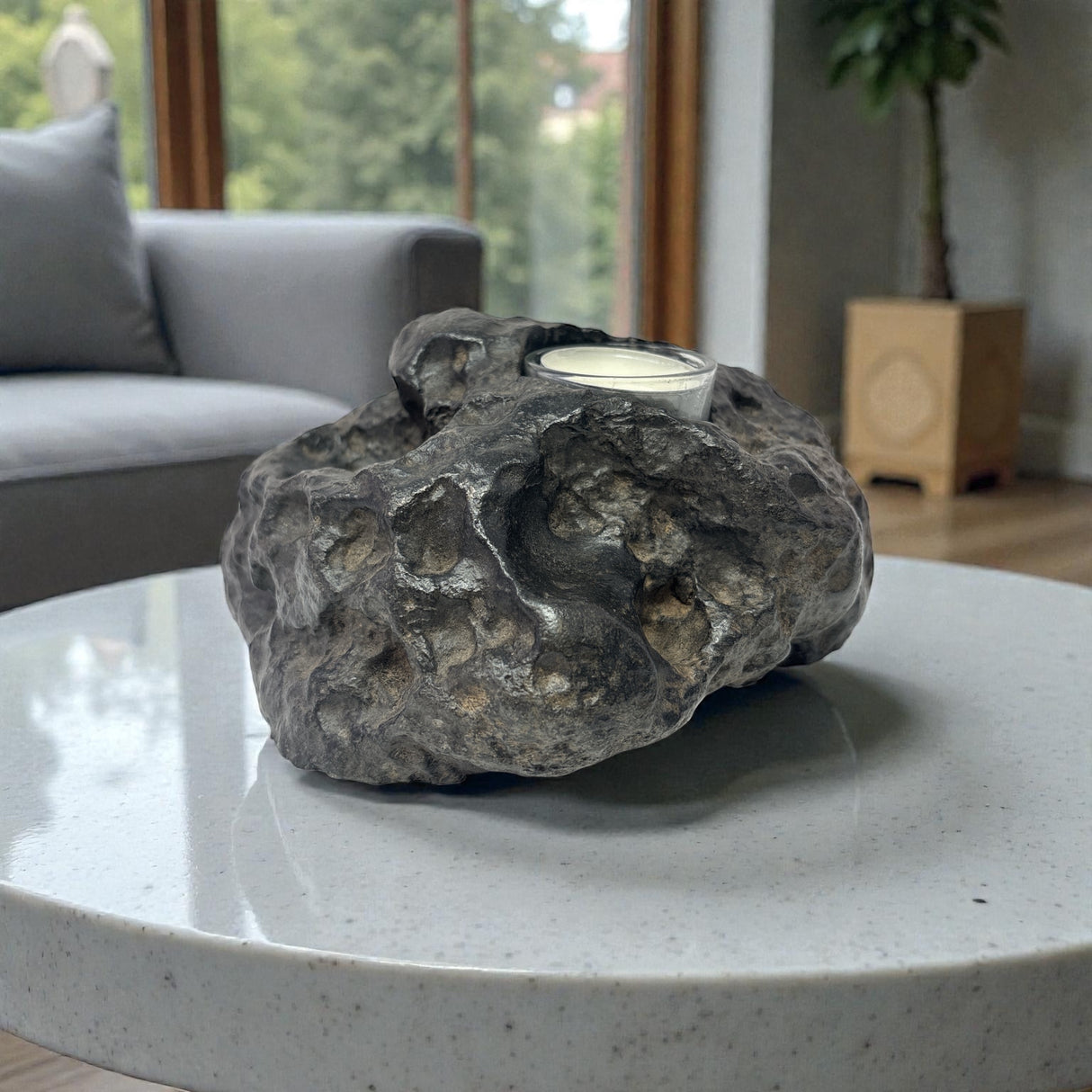 Basalt Freeform Candle Holder - Single Glass Tealight