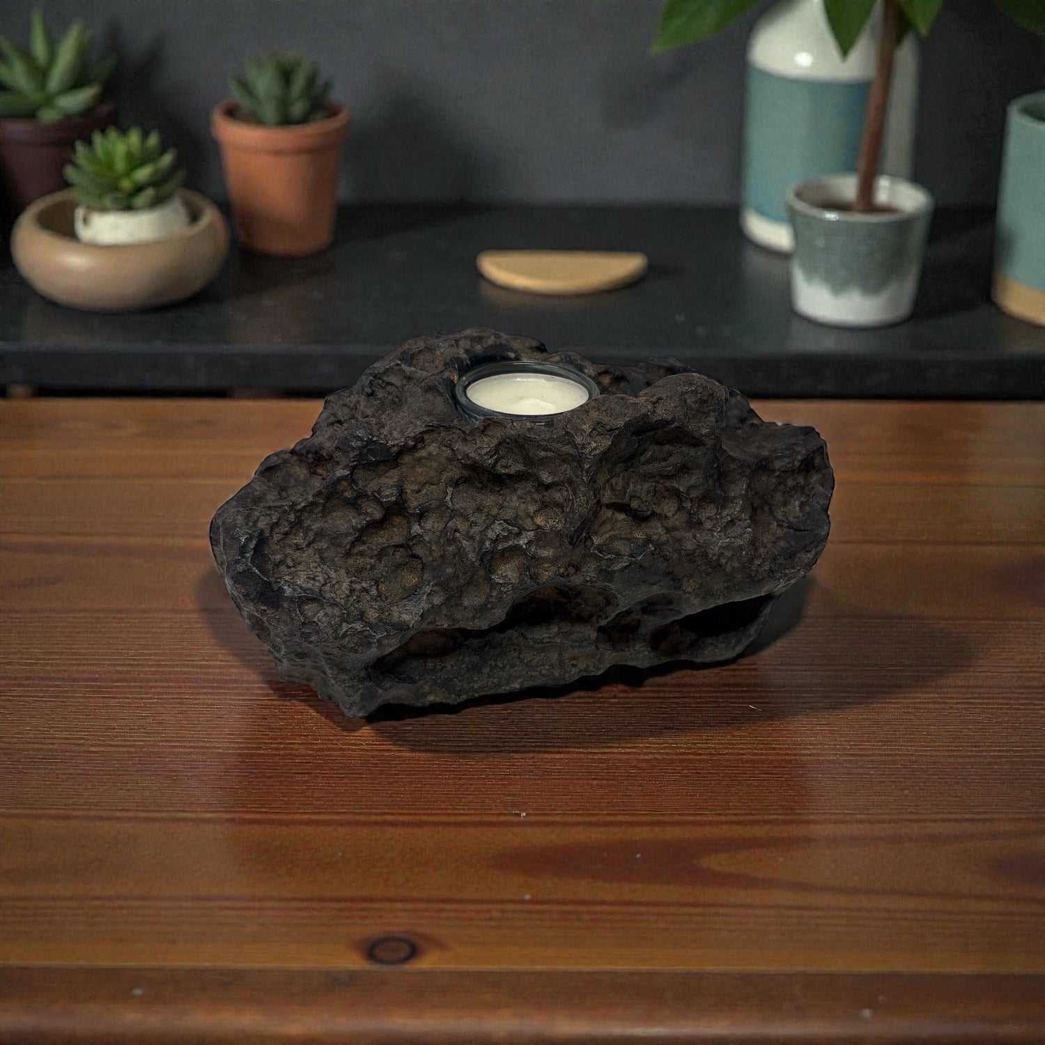 Basalt Freeform Candle Holder - Single Glass Tealight