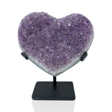 Amethyst Crystal Heart On Fitted Rectangle Stand