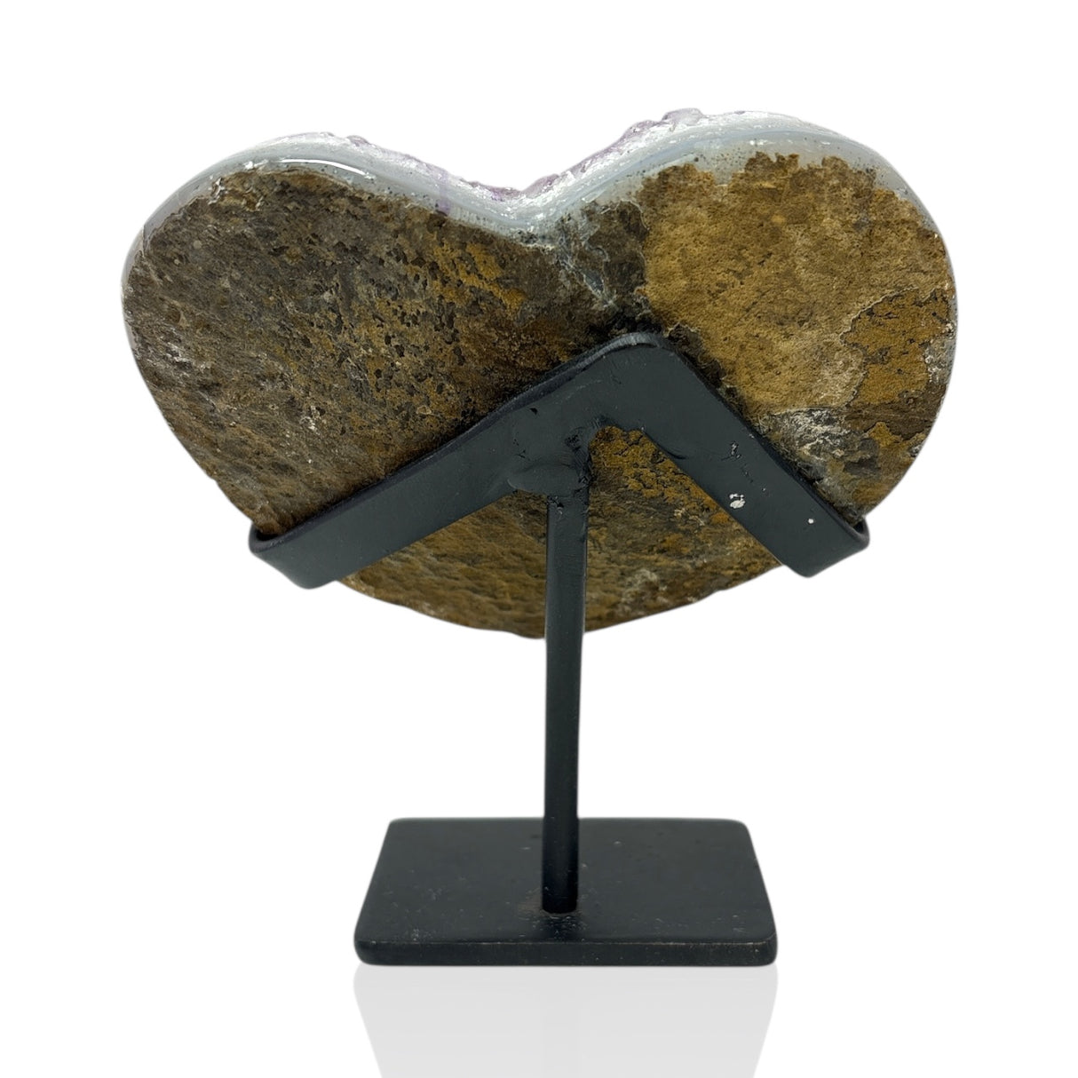 Amethyst Crystal Heart On Fitted Rectangle Stand