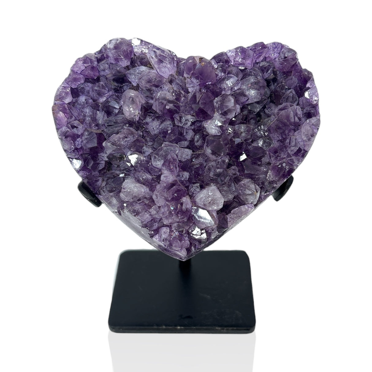 Amethyst Crystal Heart On Fitted Rectangle Stand
