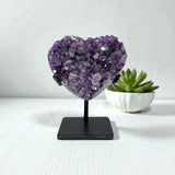 Amethyst Crystal Heart On Fitted Rectangle Stand