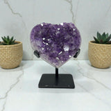 Amethyst Crystal Heart On Fitted Rectangle Stand
