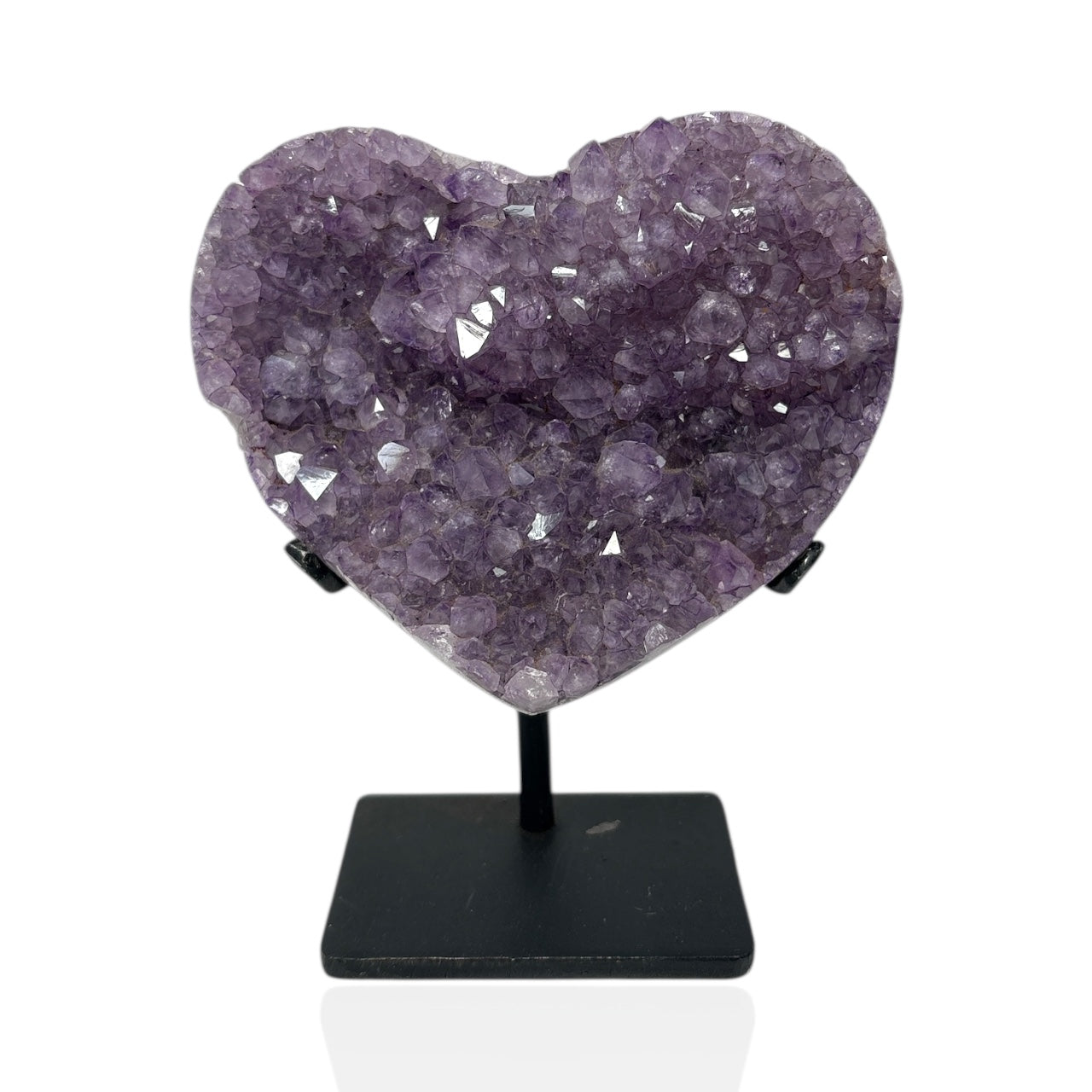 Amethyst Crystal Heart On Fitted Rectangle Stand