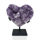Amethyst Crystal Heart On Fitted Rectangle Stand