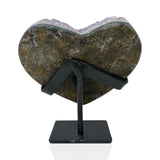 Amethyst Crystal Heart On Fitted Rectangle Stand