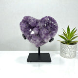 Amethyst Crystal Heart On Fitted Rectangle Stand