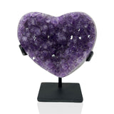 Amethyst Crystal Heart On Fitted Rectangle Stand